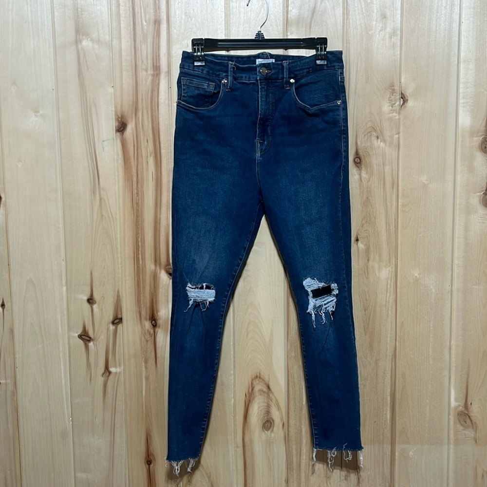 Good American Blue 632 High Rise Distressed Skinny Jeans Size‎ 32